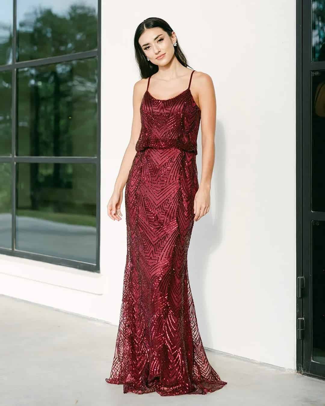 Burgundy Glam Dresses For Girls