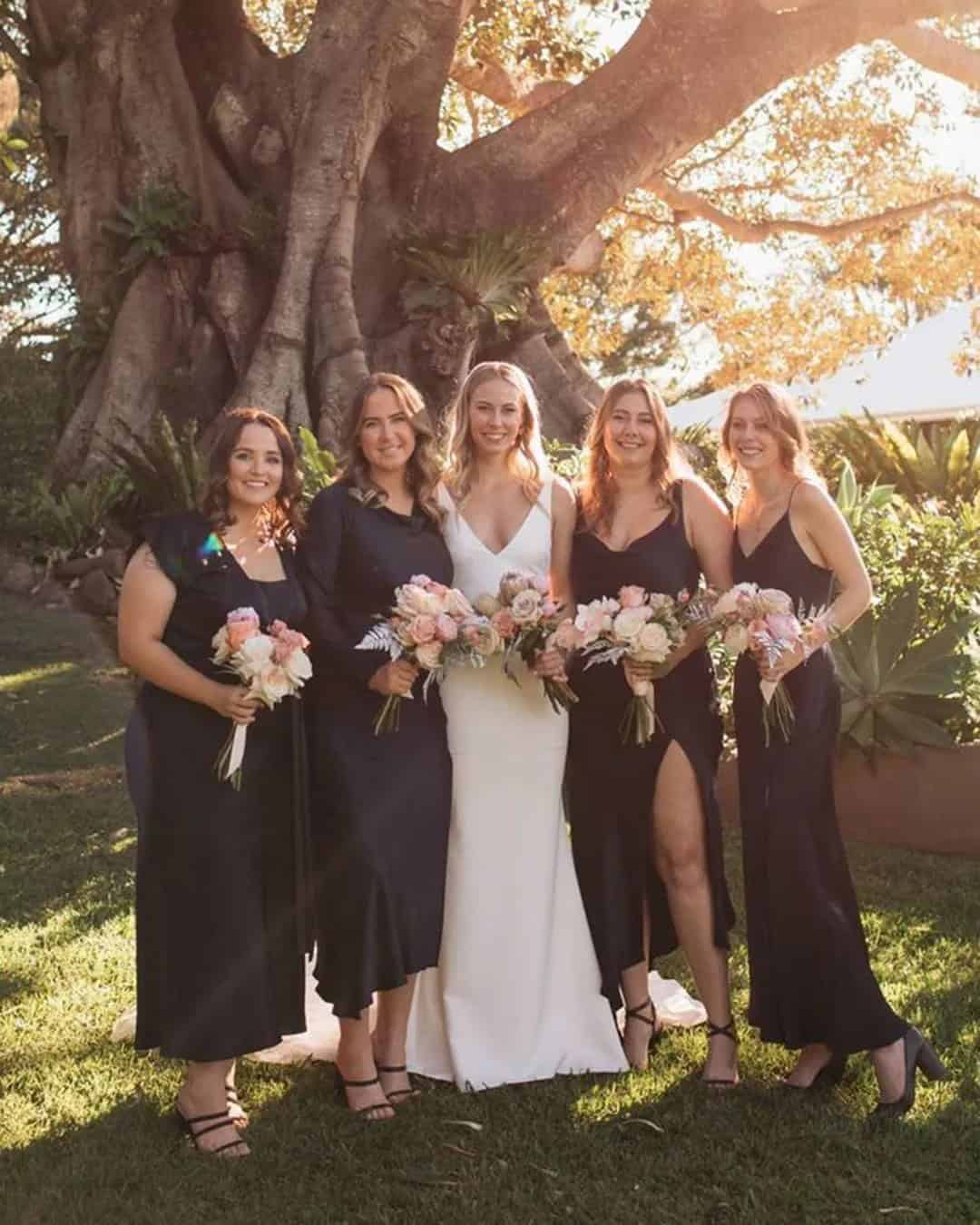 Black Satin Bridesmaid Dresses