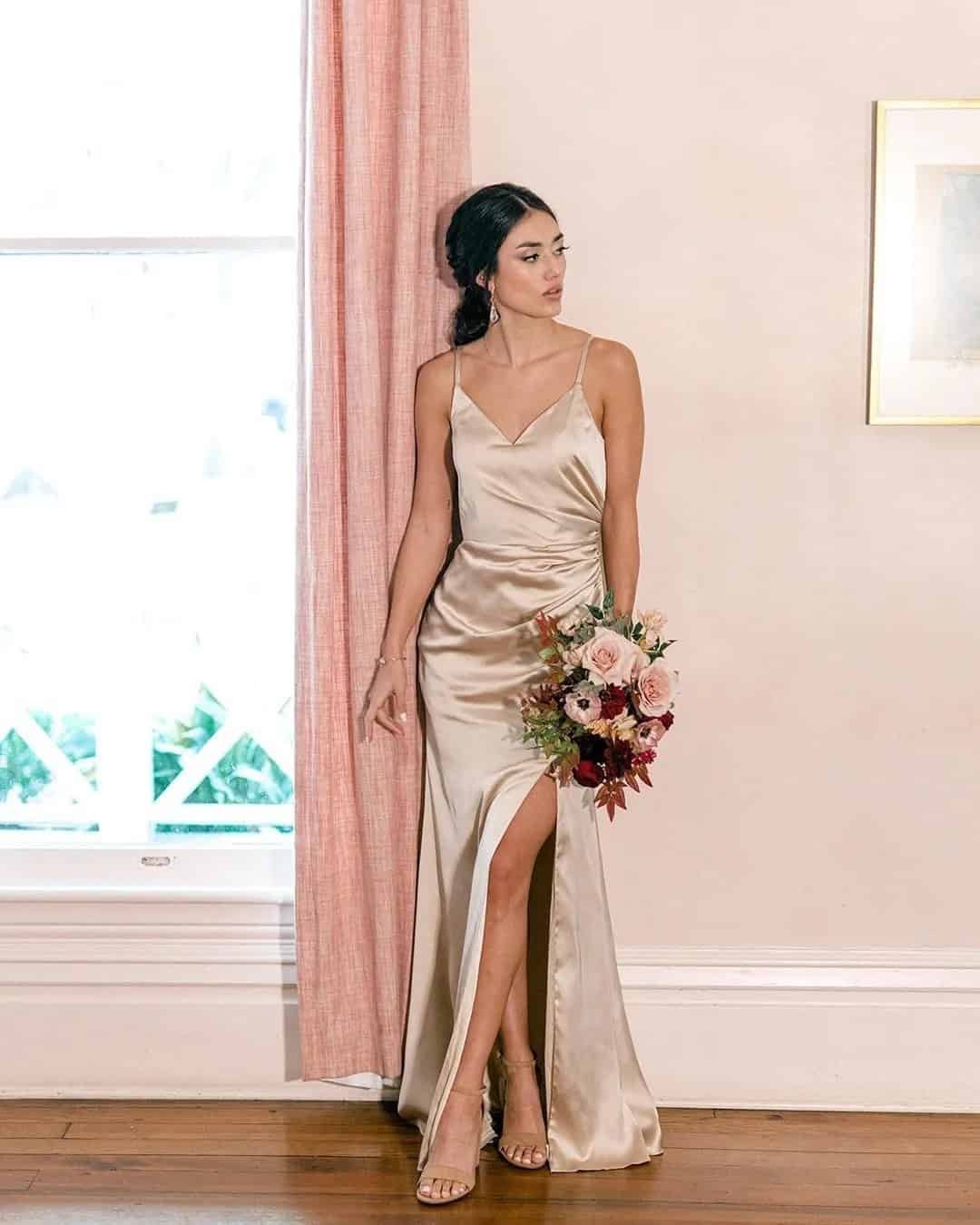 Long Champagne Bridesmaid Dresses