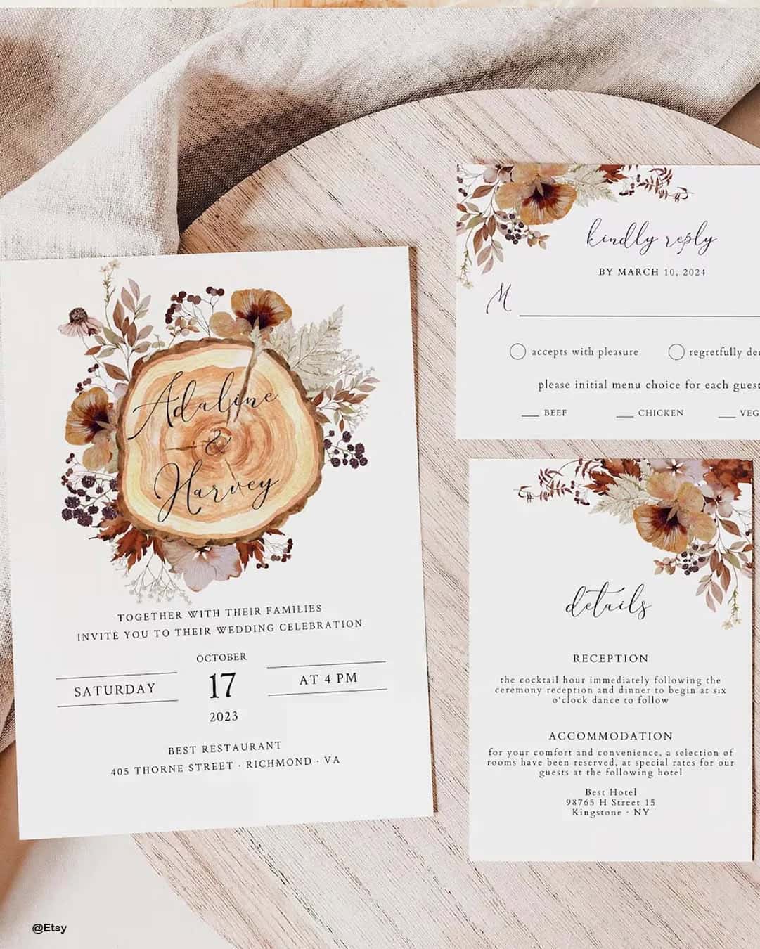 Rustic Fall Wedding Invitations