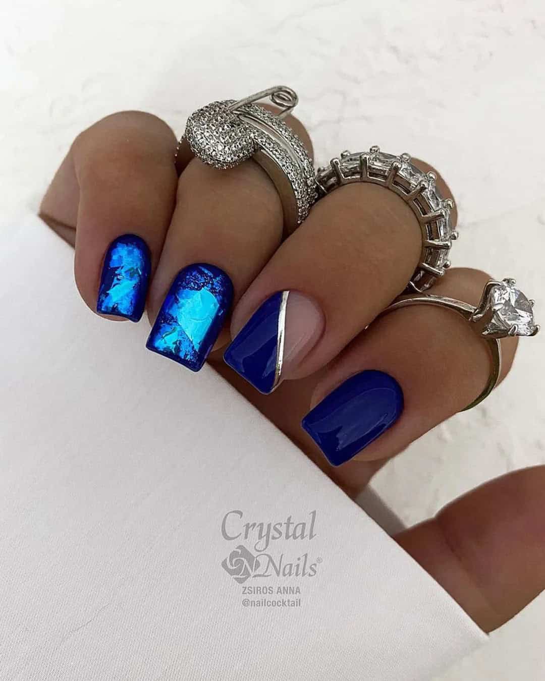 Blue With Silver Designs