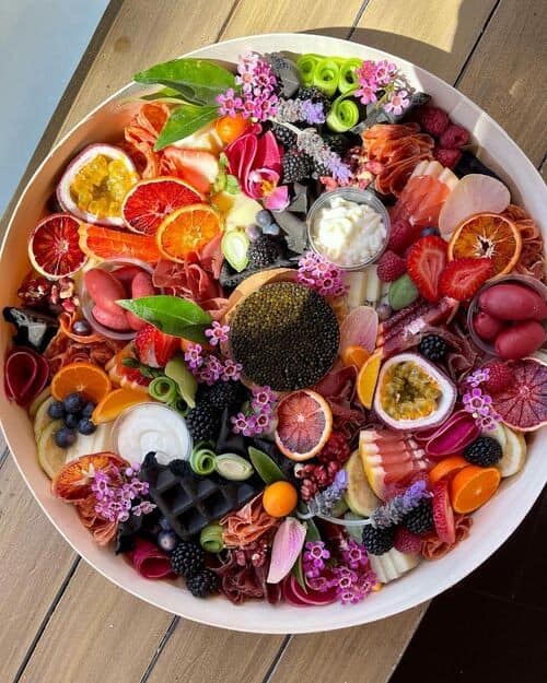 Vibrant exotic charcuterie board