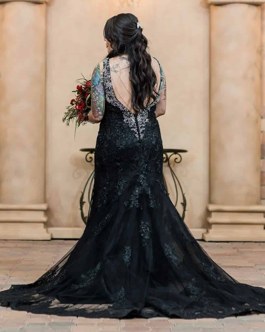 Gothic Plus Size Black Dress For Wedding