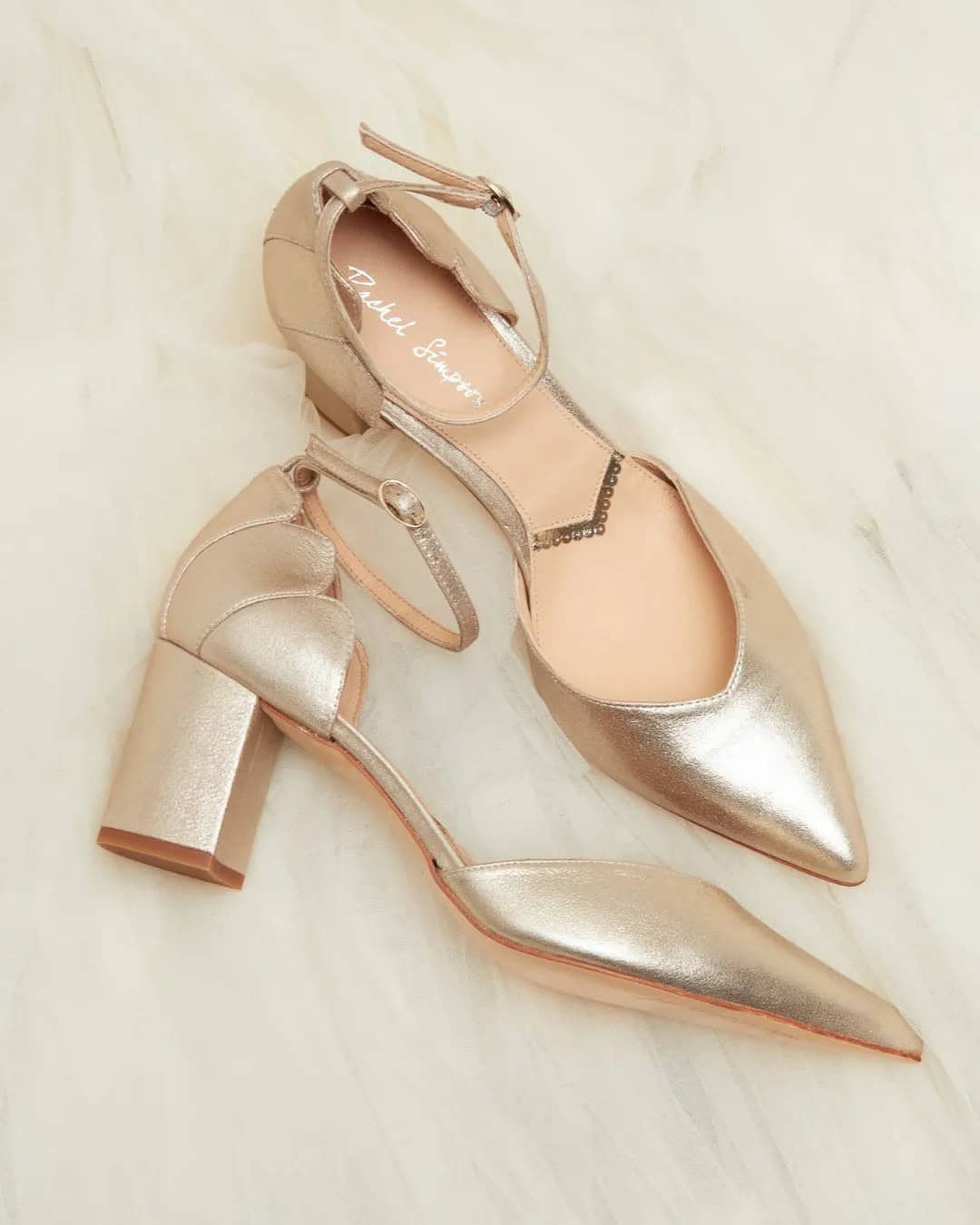 Gold Low Heel Bridal Shoes