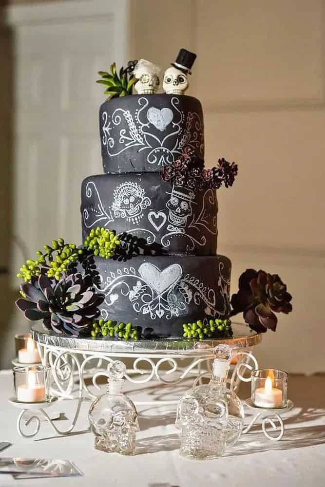 Mexican Cake Design With Santa Muerte Skull