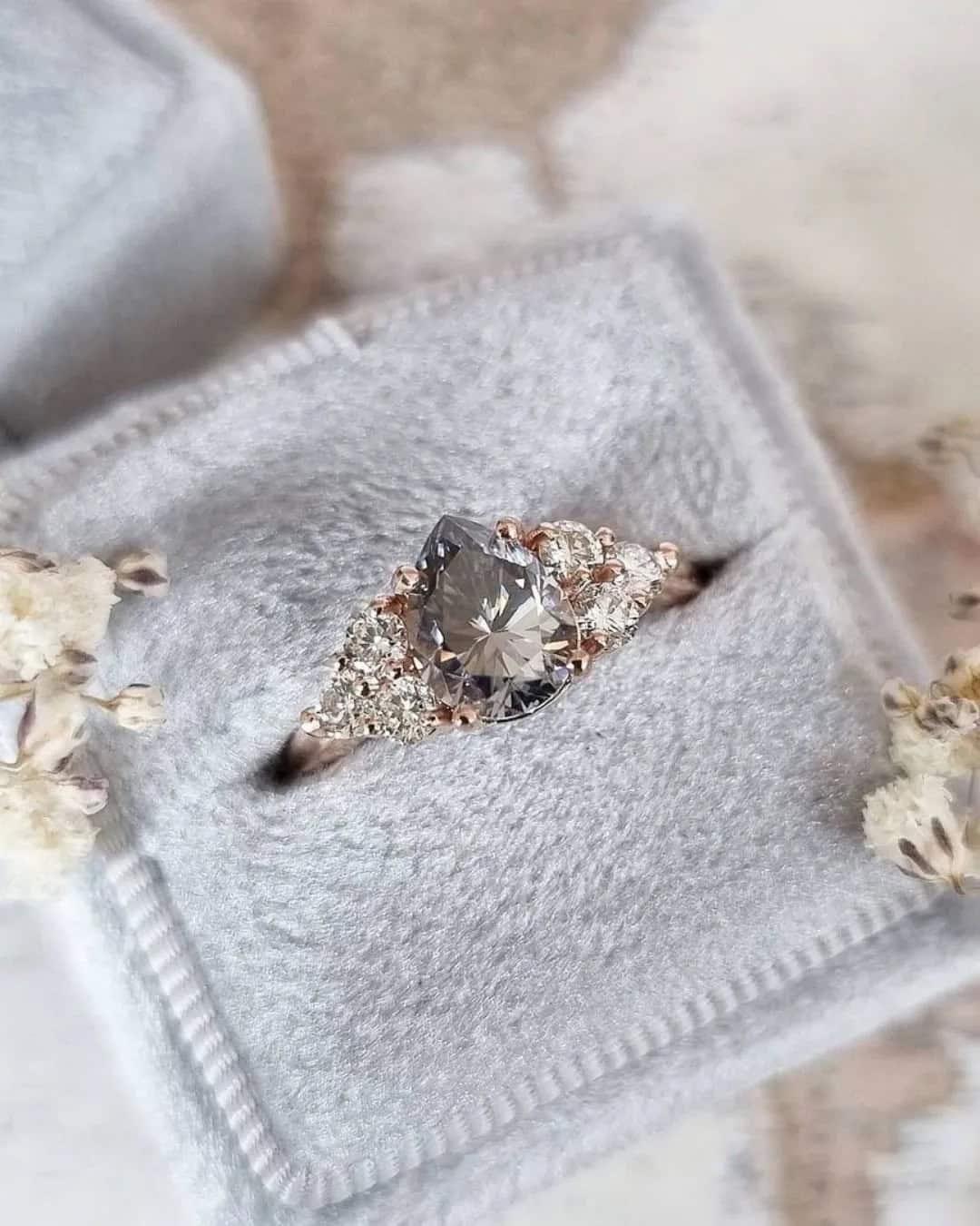 Ring With Stunning Grey Moissanite