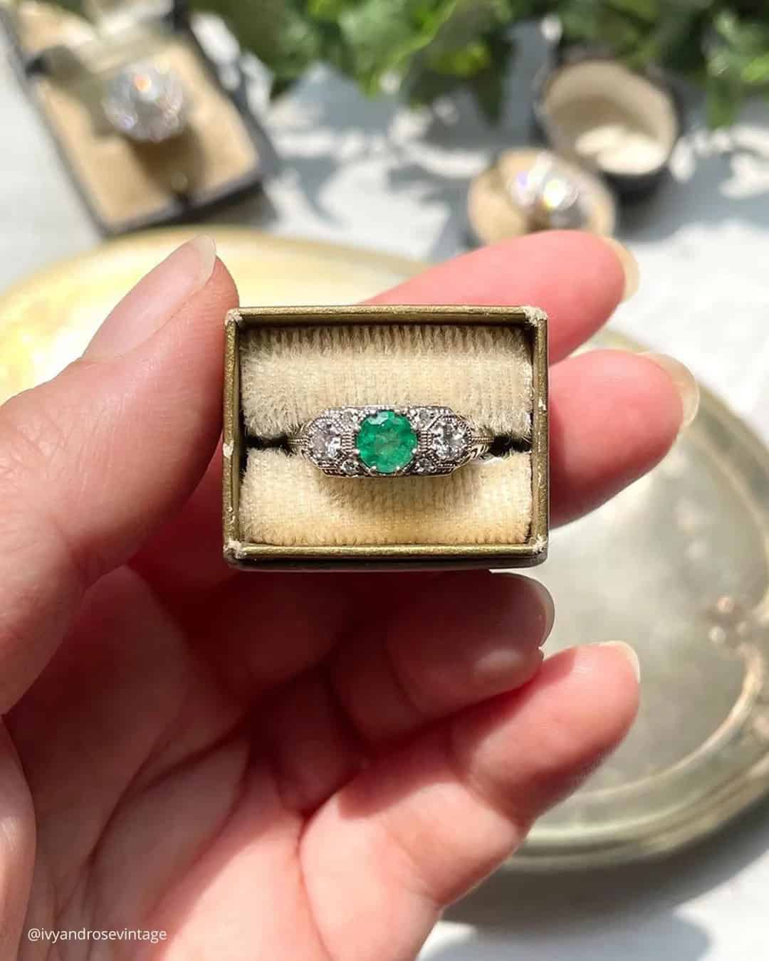 Vintage Emerald Engagement Rings