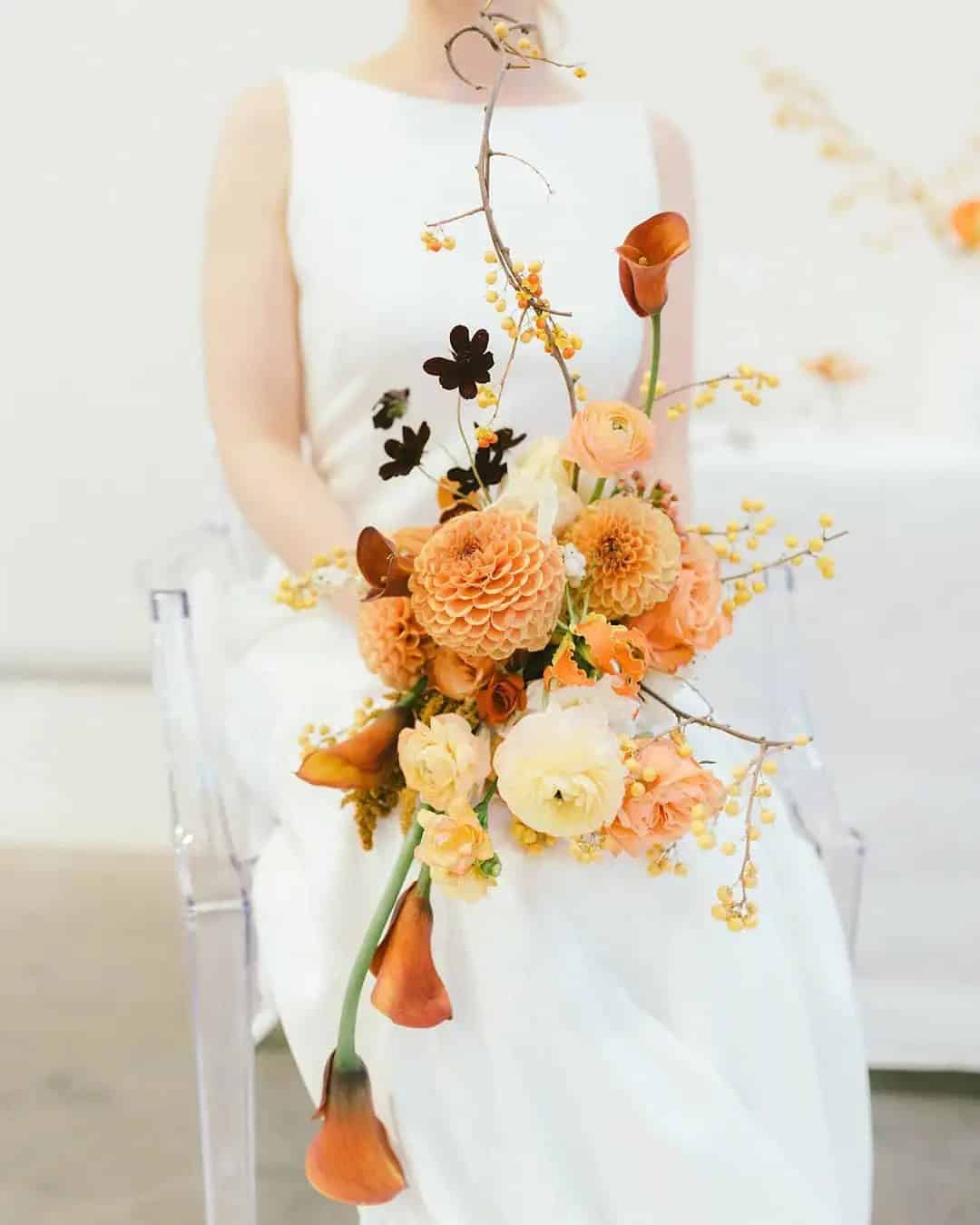 Beautiful Fall Dahlia Wedding Bouquet