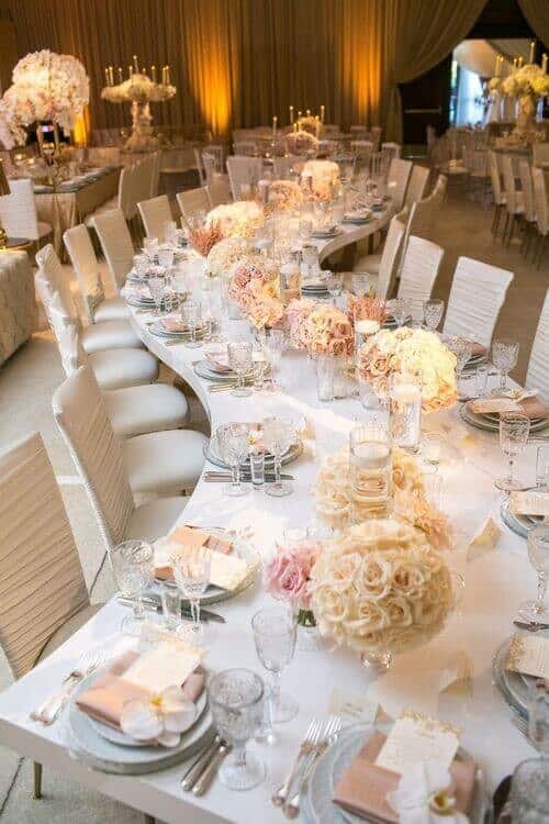 Rose bouquets and gold touches