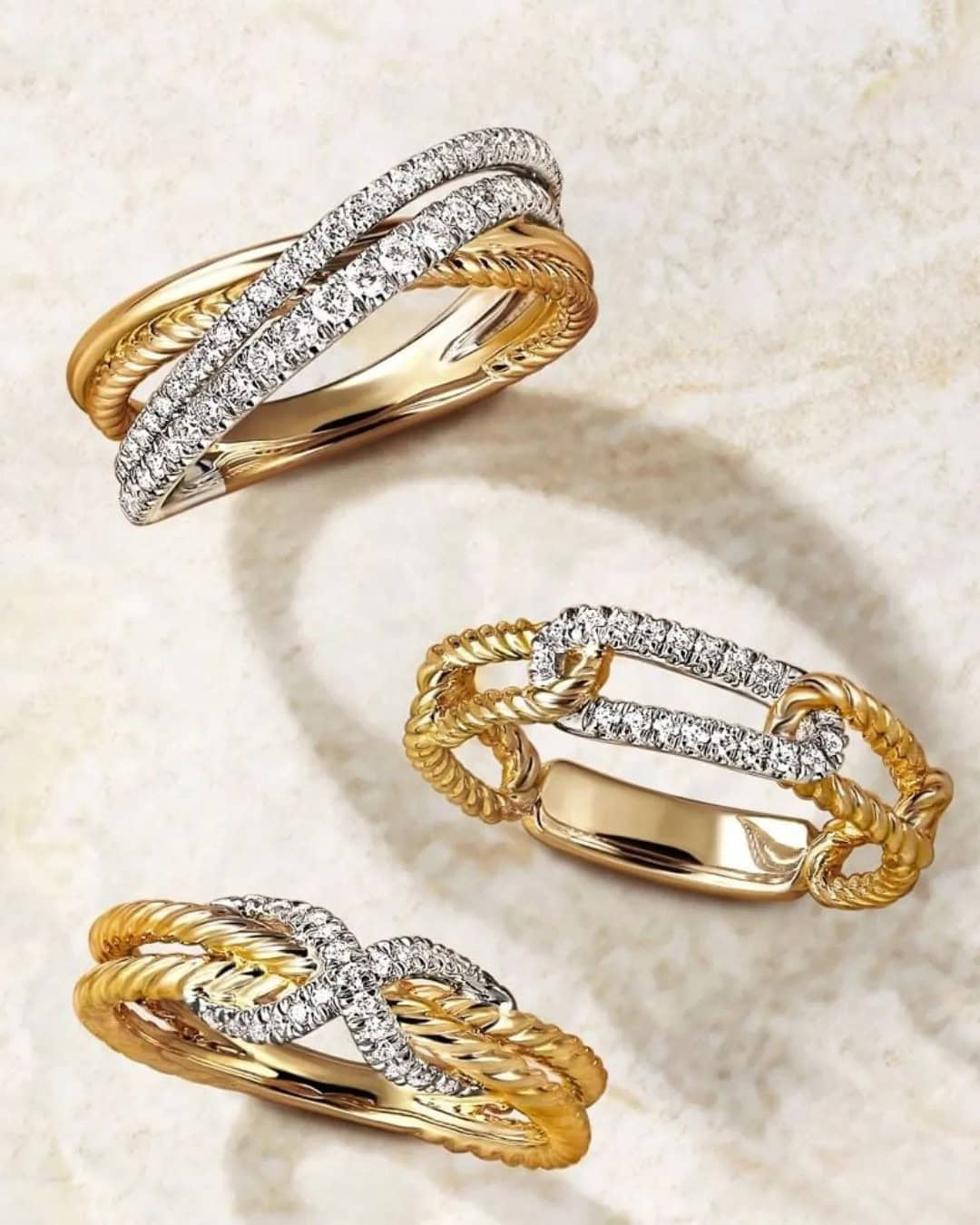 Modern Mixed Metal Wedding Bands