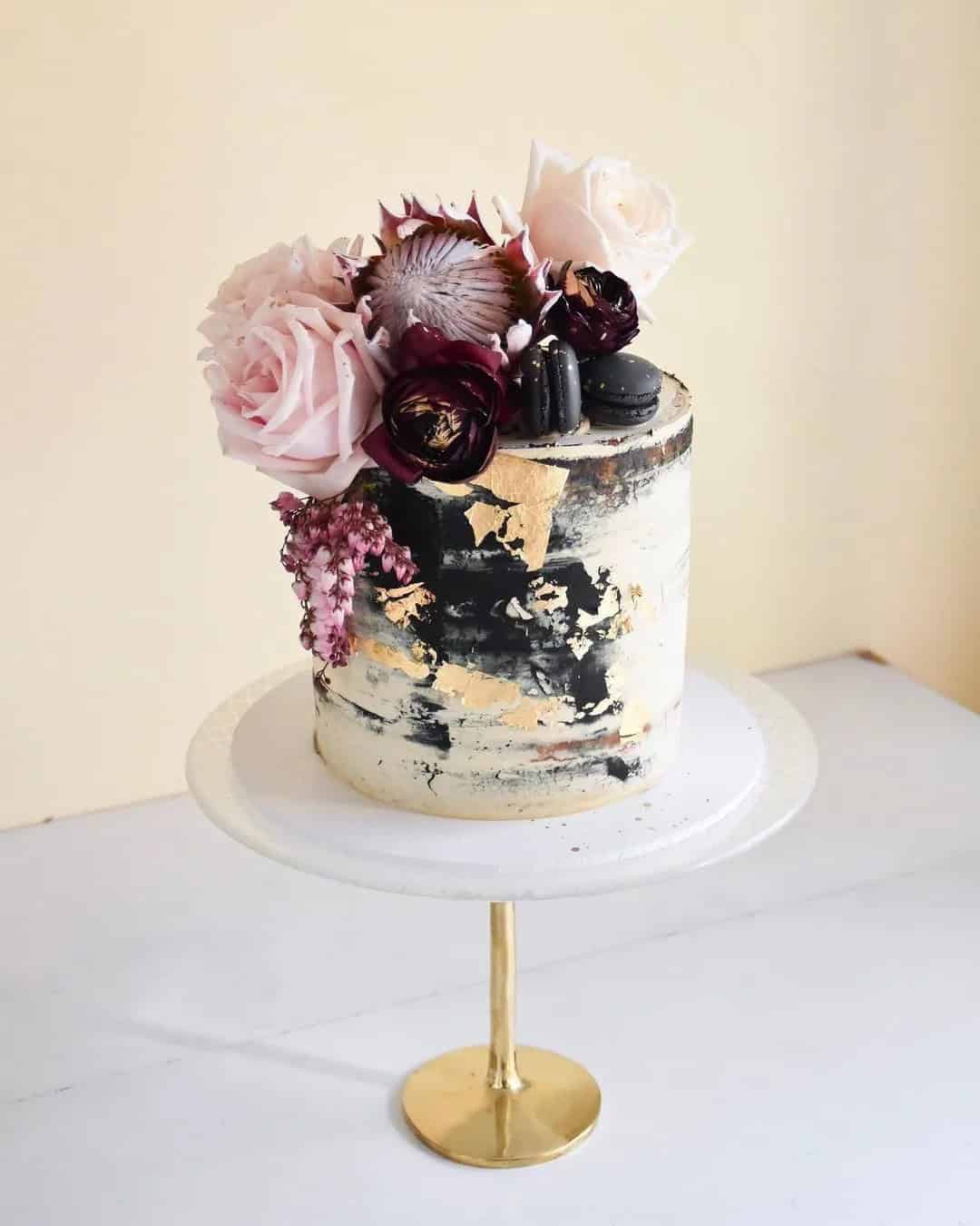 Rose, Gold And Black Cake Ideas