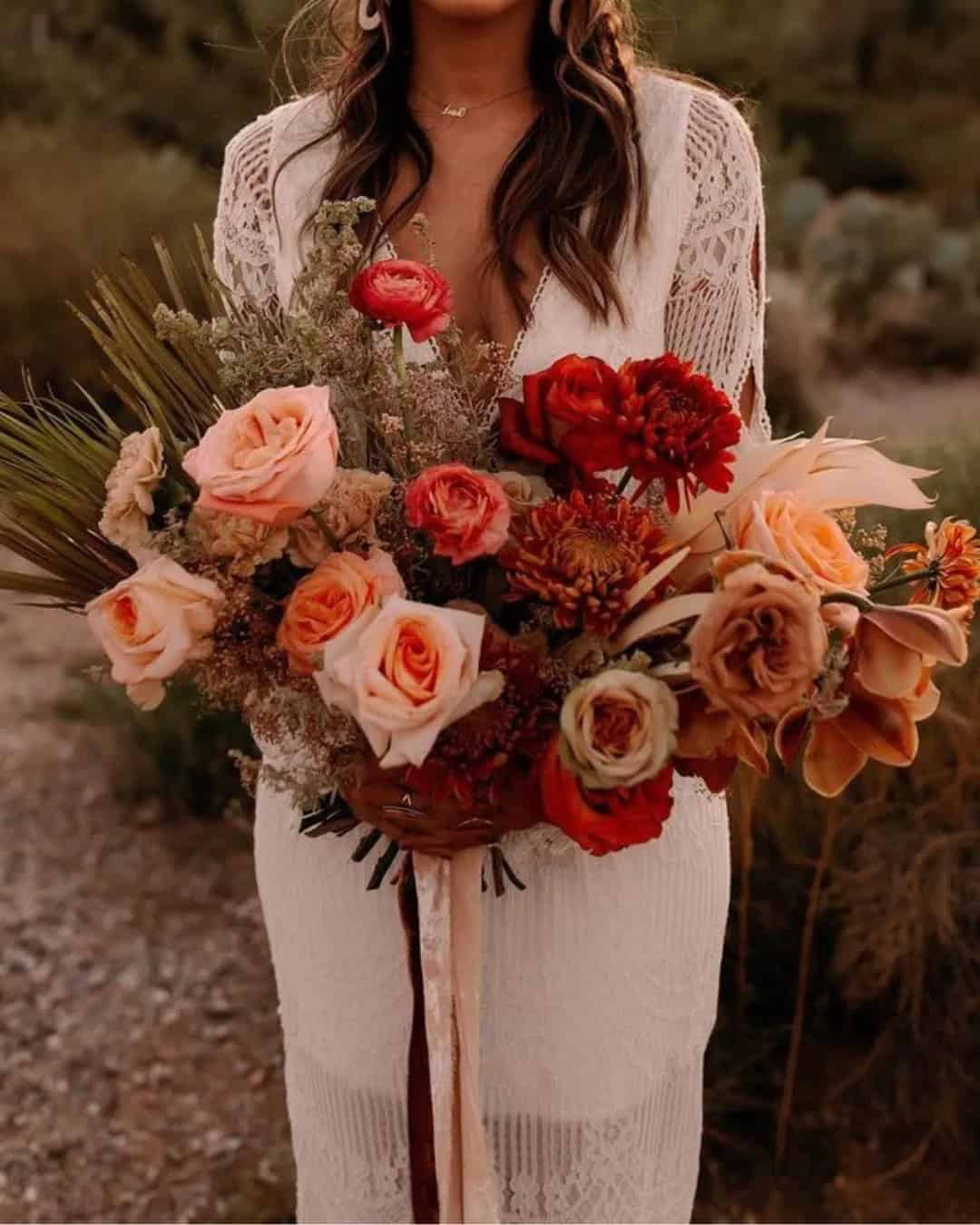 Rust Wedding Bouquets With Roses