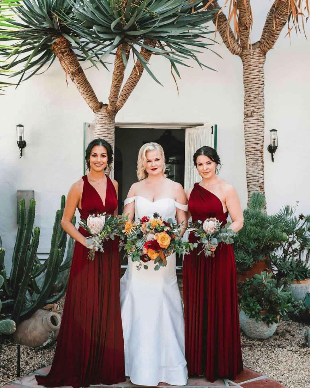 Red And White Bridesmaid Dresses Ideas