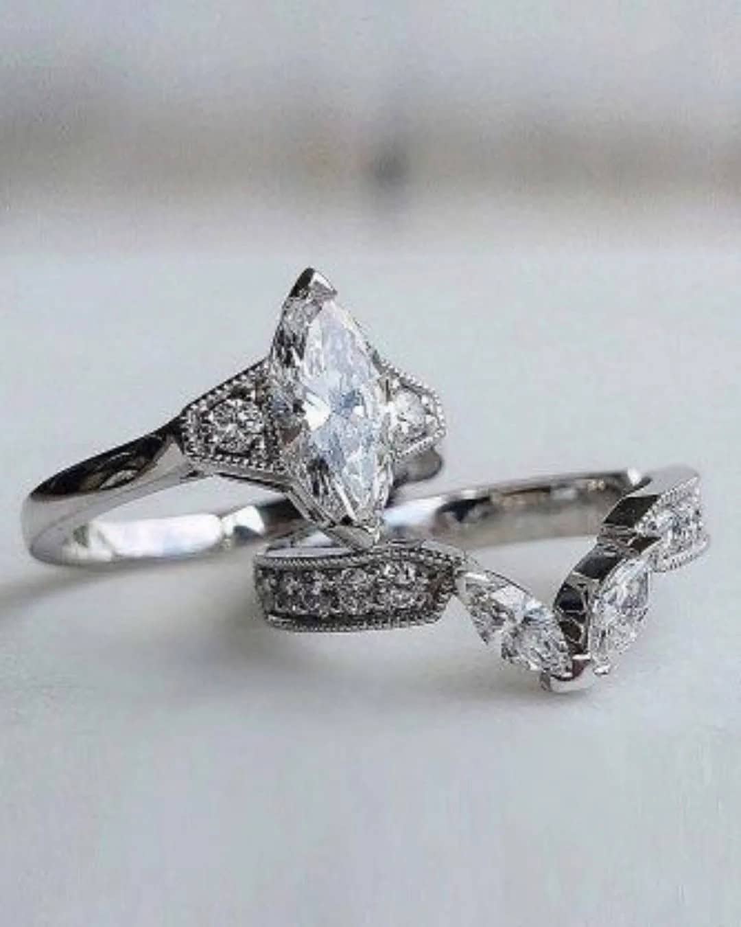 Pear and Marquise-Cut Wedding Sets