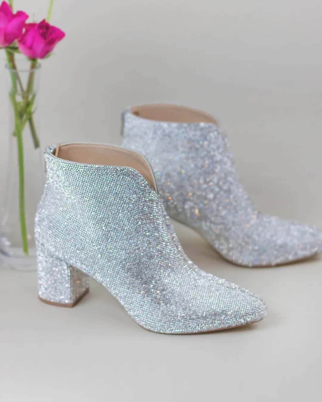 Silver Wedding Shoes Low Heel