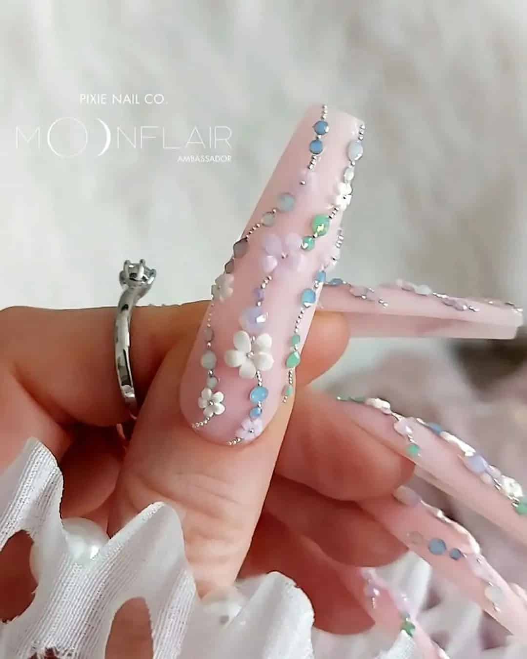 Acrylic Nails For Summer Brides