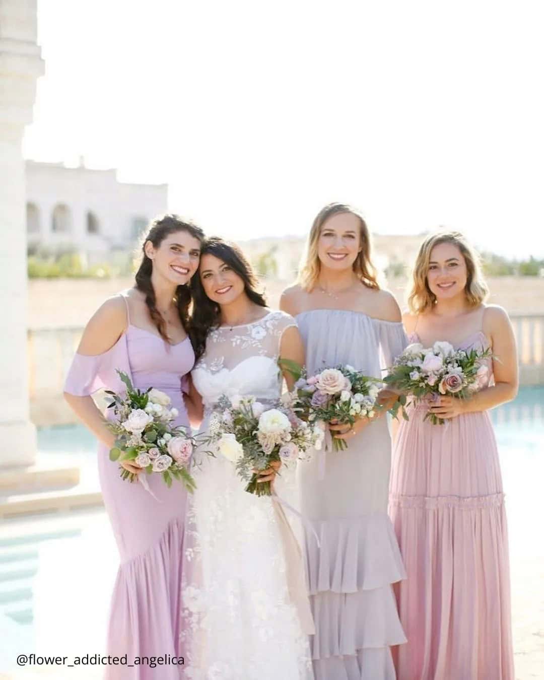 Trendy White and Purple Bouquets