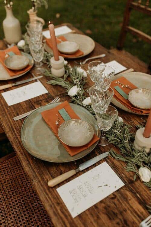 Earthy tones and table settings