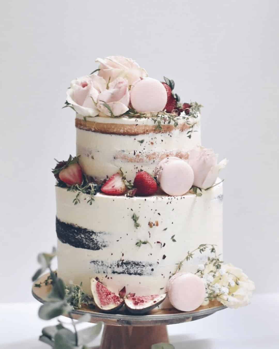 Macarons As Semi-Naked And Naked Cakes Wedding Decor