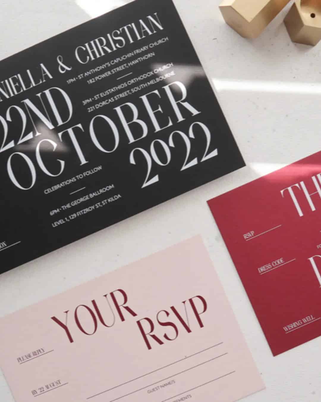 Minimalistic Red And Black Wedding Invitations