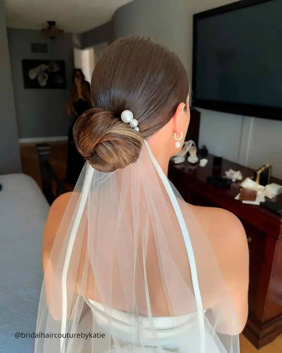 Low Bun Wedding Hair with a Veil