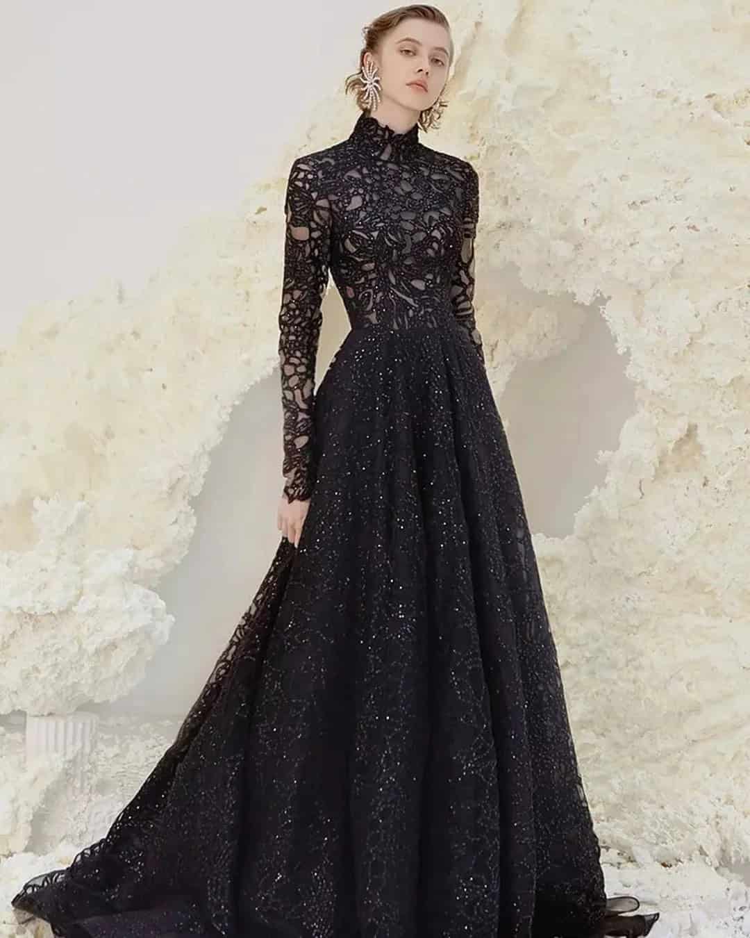 Gothic Black Lace Wedding Dresses