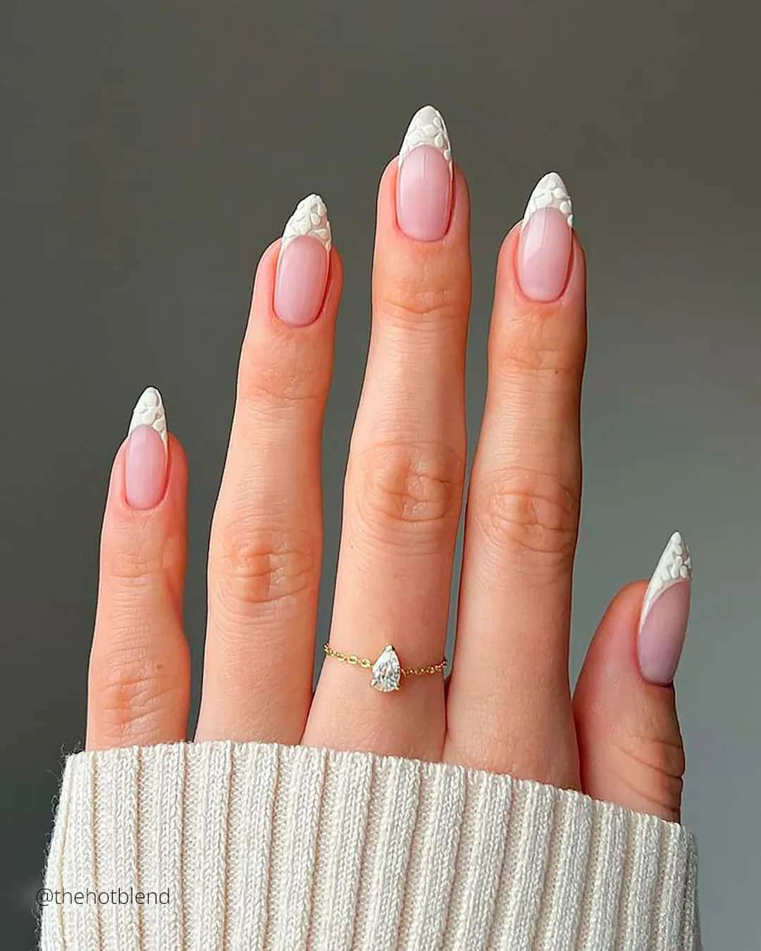 French Manicure Featuring a Winter Season Twist