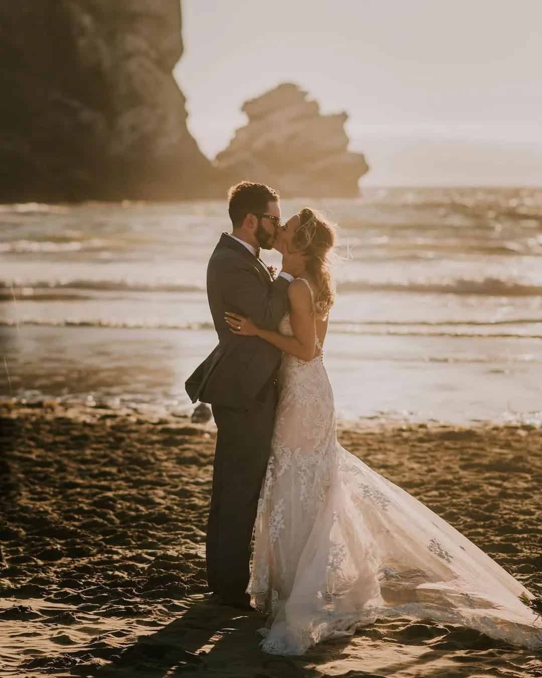 Magic Sunset Wedding Kiss