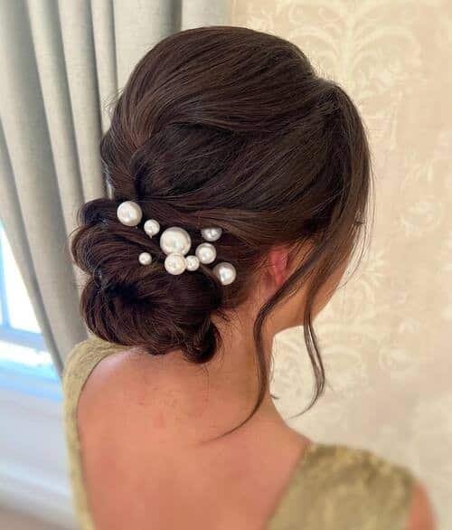 Braided bun and pearls