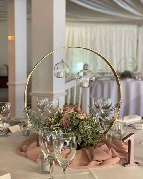 Dusty pink and gold centerpieces