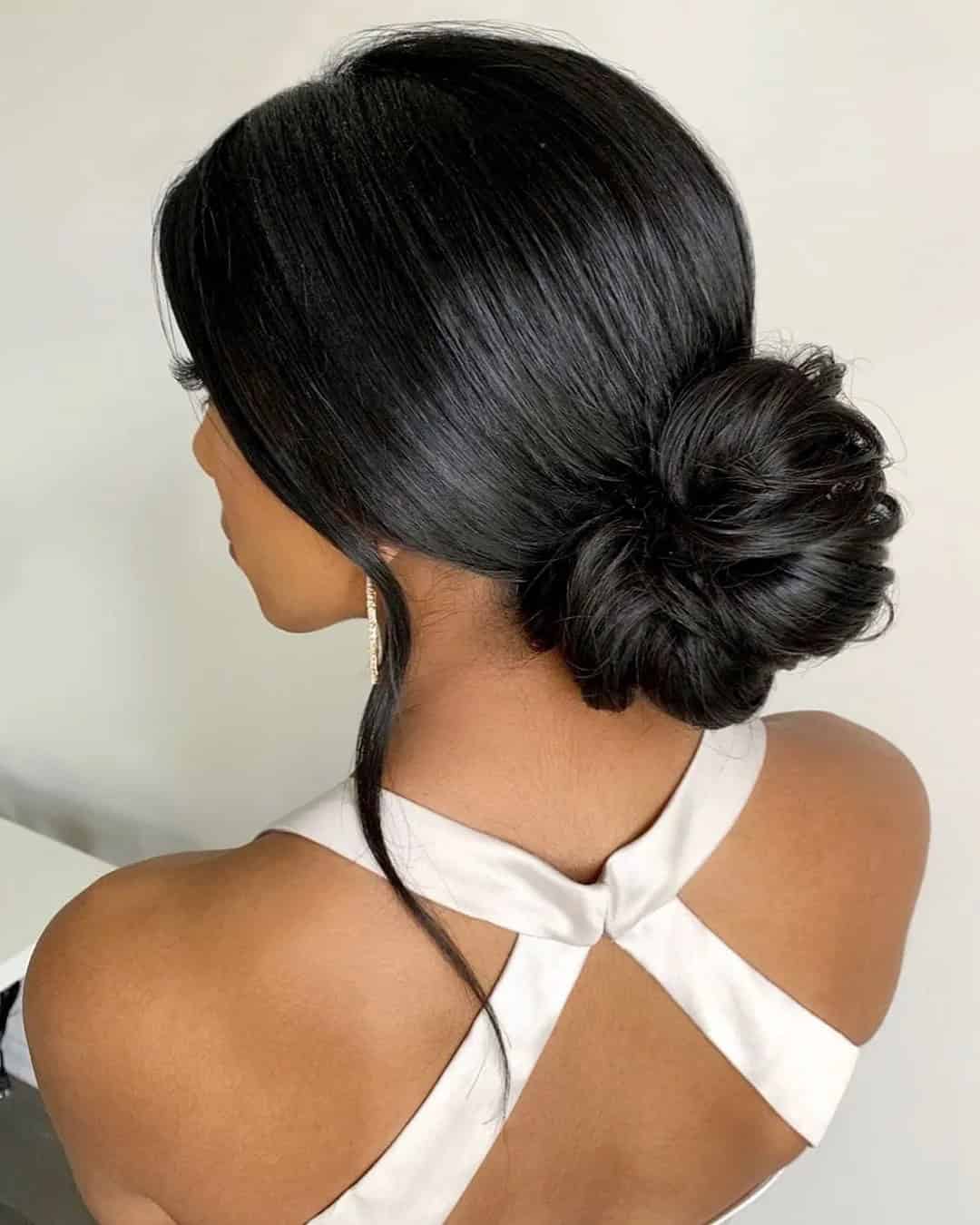 Simple Low Bun On Black Hair