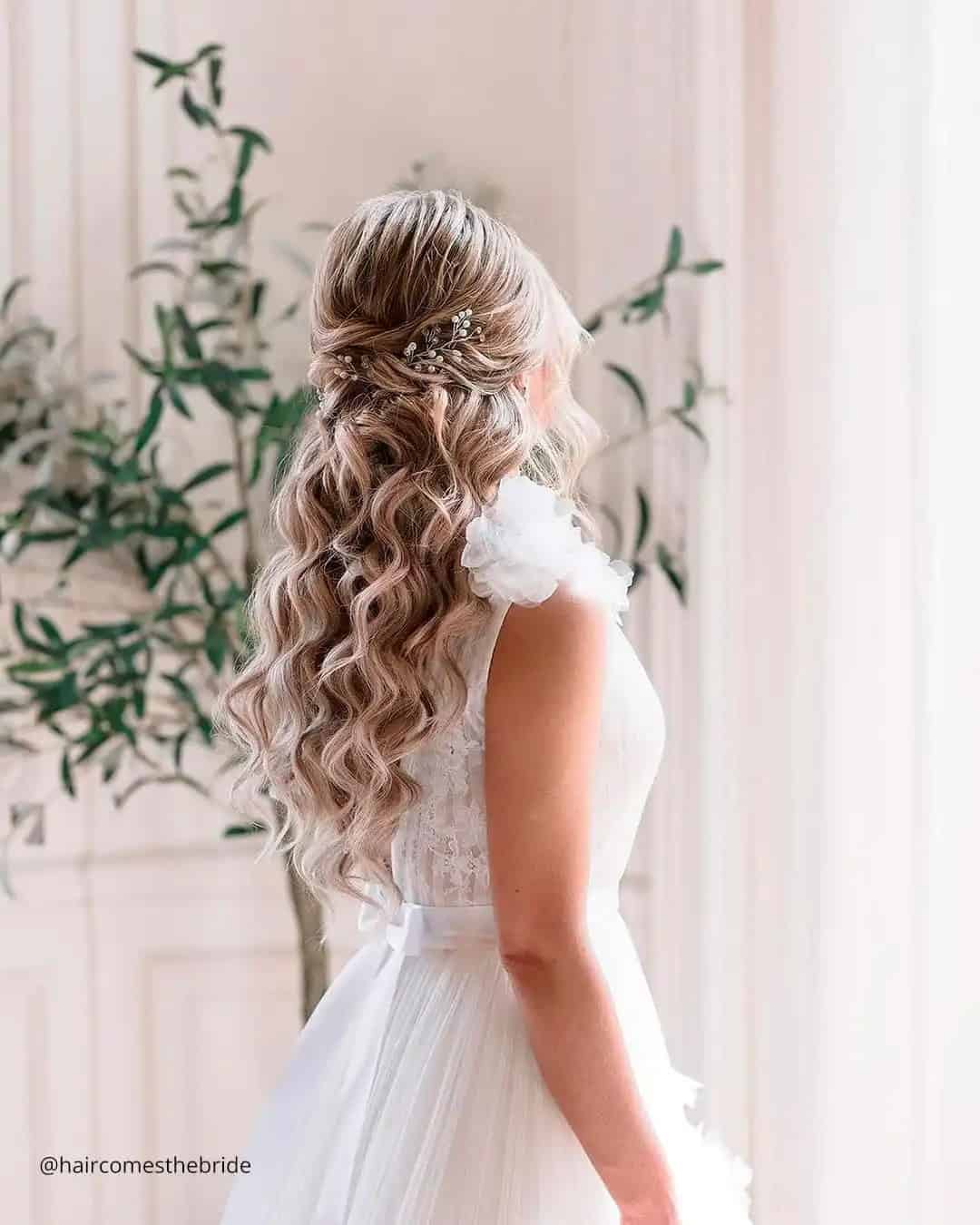 Half Up Wedding Hairstyles For Curly Hair