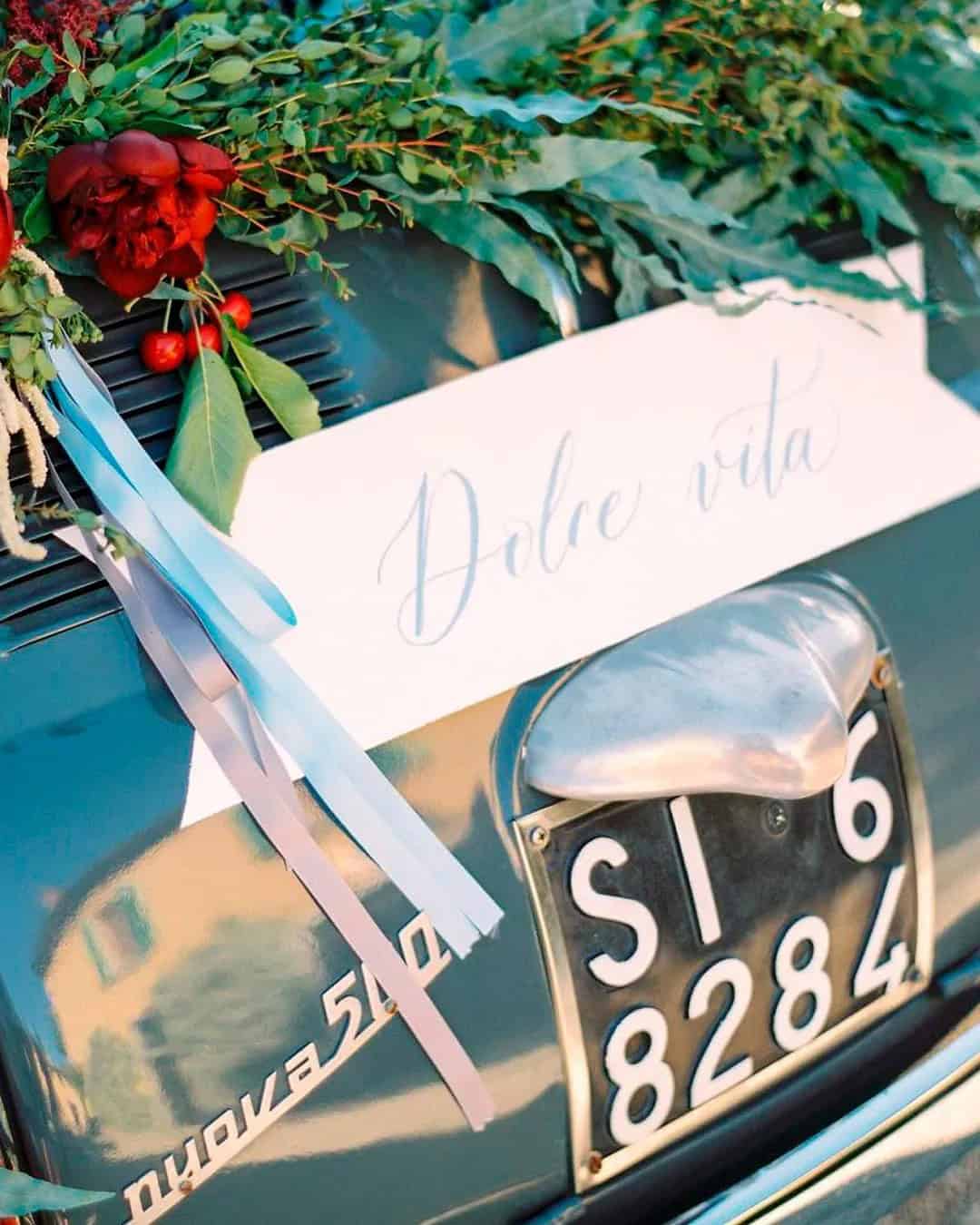 Unique Back of Car Wedding Decor