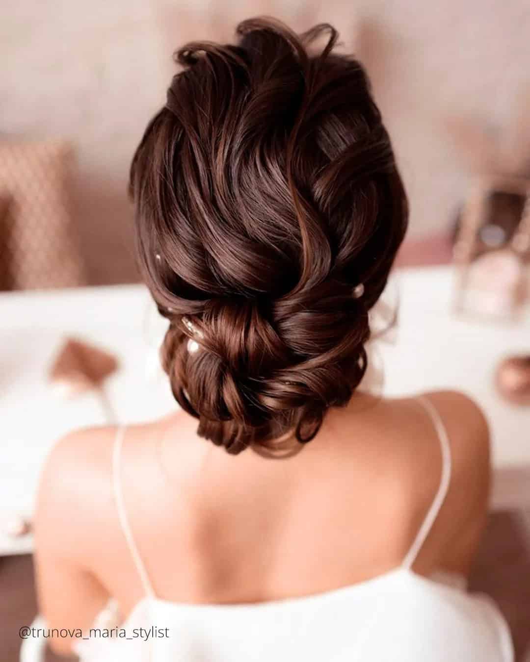 Low Updo For Brides With Medium Hair