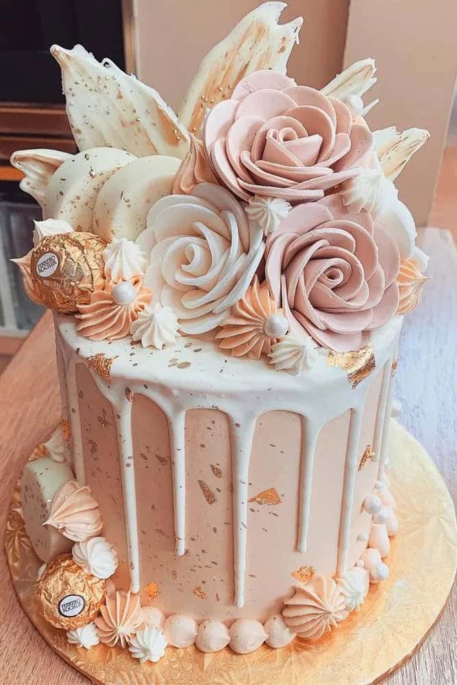 Colorful Fondant Flower Wedding Cakes