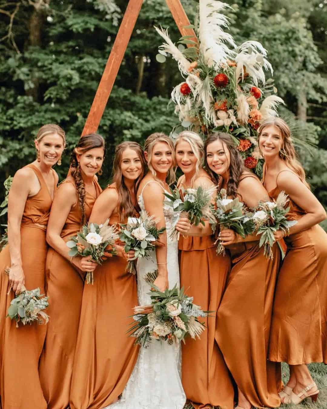 Burnt Orange Rust Bridesmaid Dresses