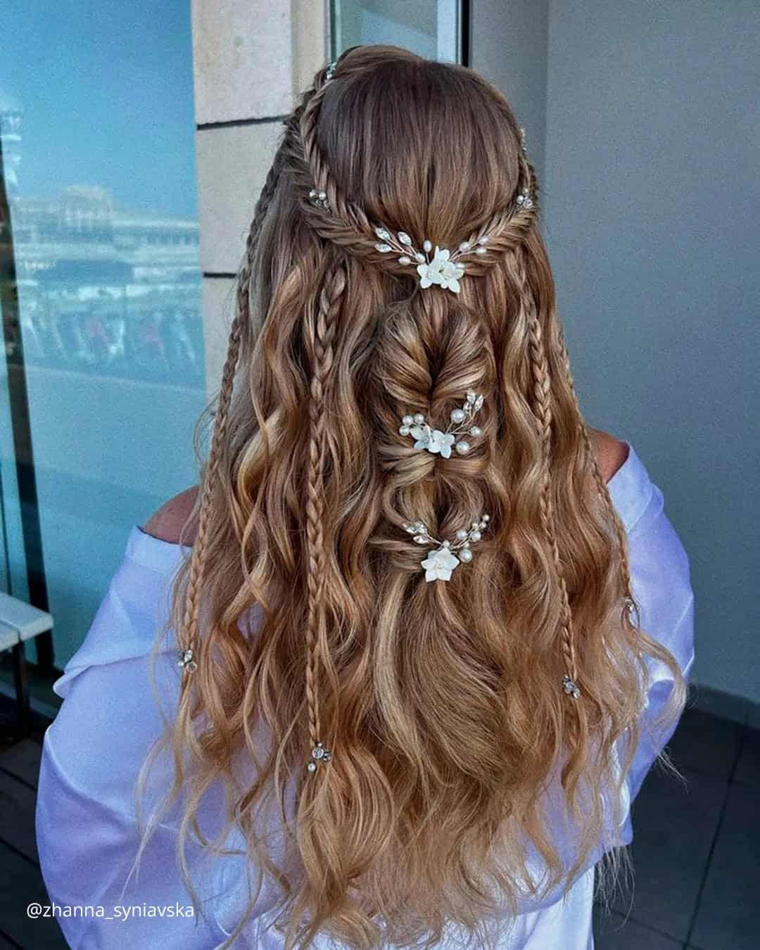 Boho Wedding Hairstyles Half Up Half Down