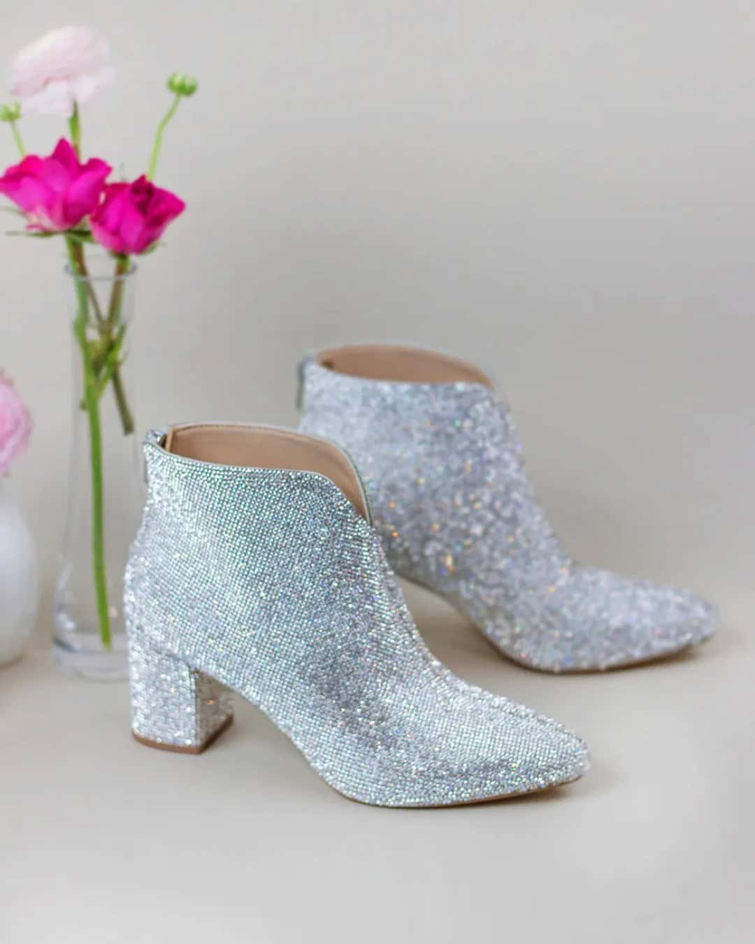 Silver Wedding Shoes Low Heel