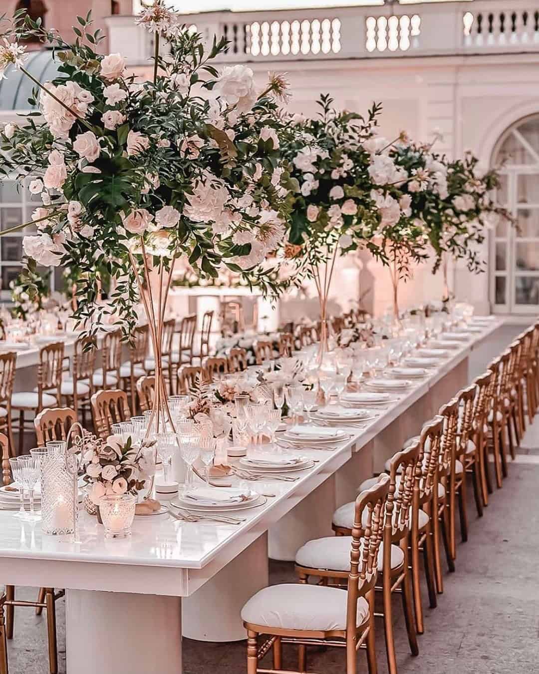 Rose Gold Wedding Reception Decor