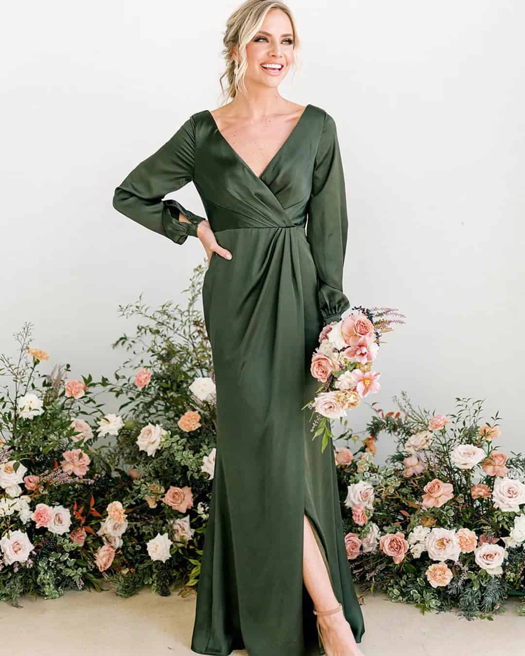 In which cases will wedding emerald green dresses with sleeves look the most perfect?