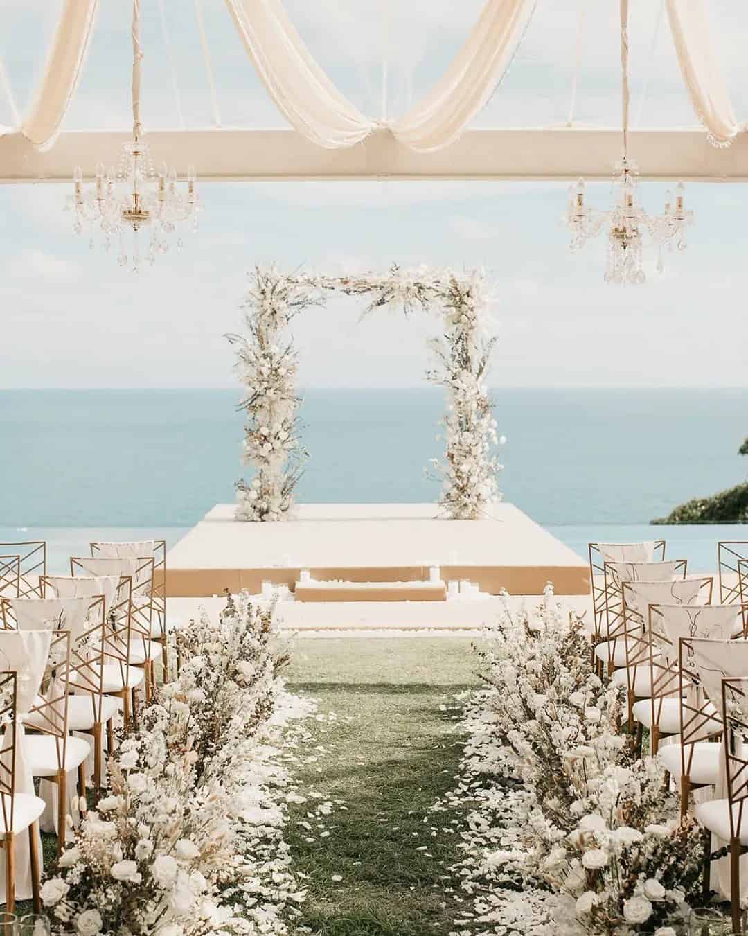 All White Wedding Ceremony Decor