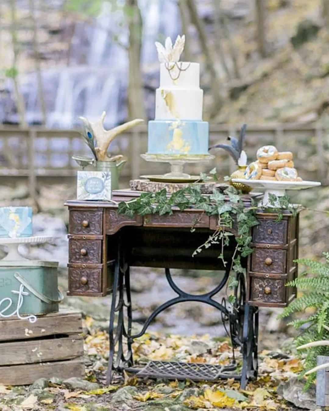 Vintage and Modern Wedding Dessert Bar