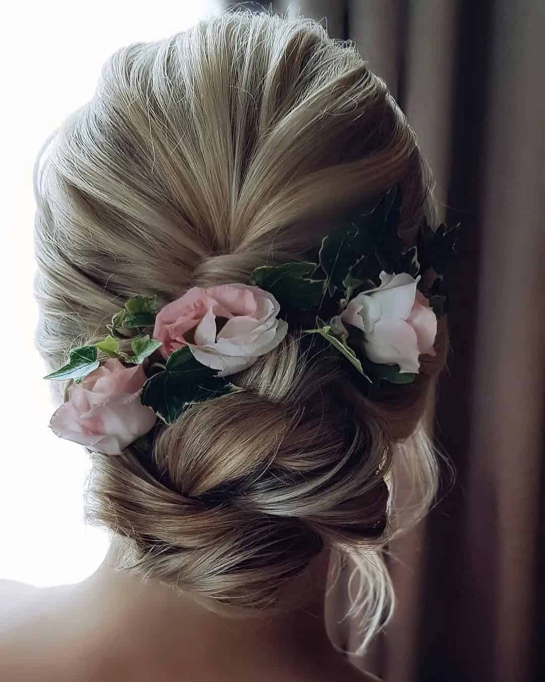 Wedding Bun Hairstyles With Flowers