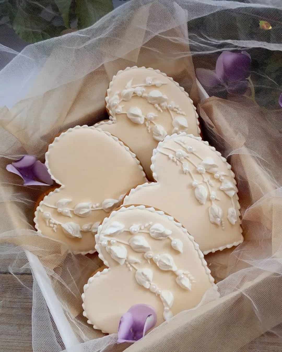 Wedding Cookies Decorated With Flowers