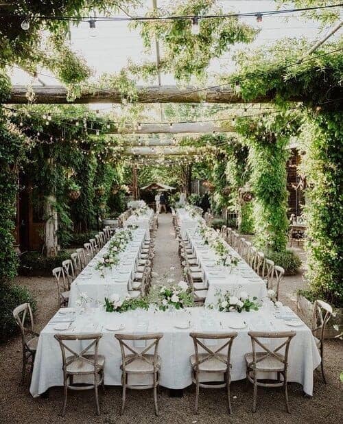 Garden tables and patio lights