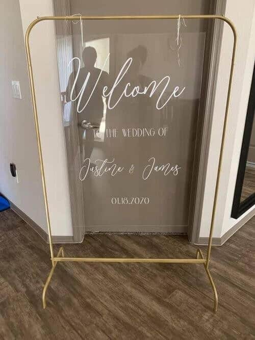 Clothing rack welcome sign