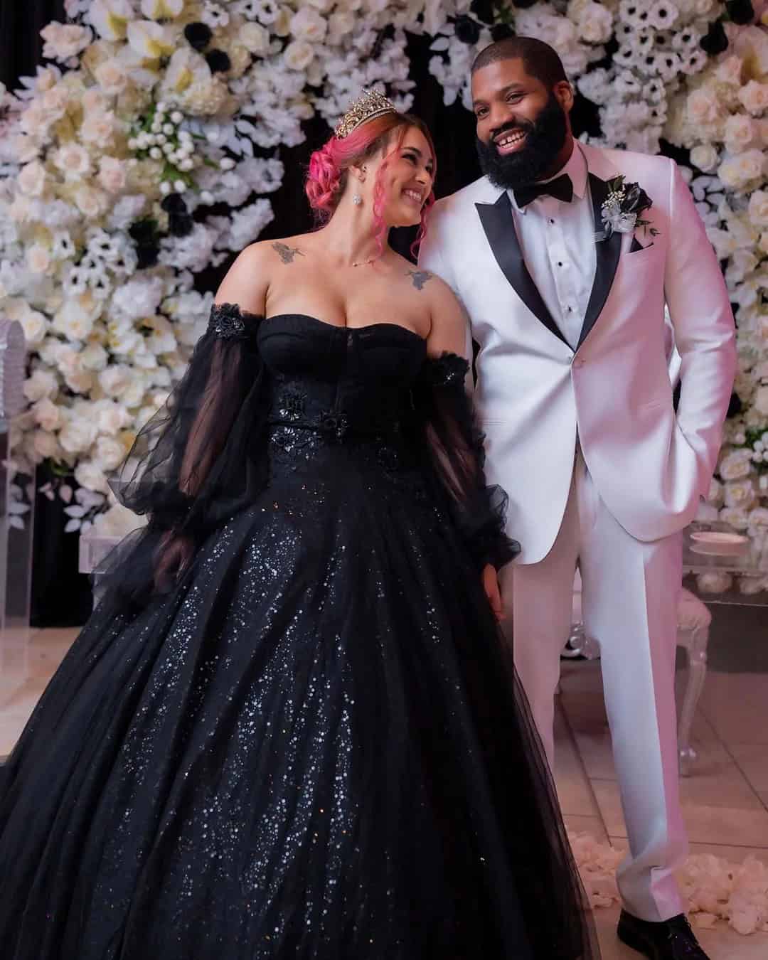 Plus Size Black Wedding Dress With Sleeves