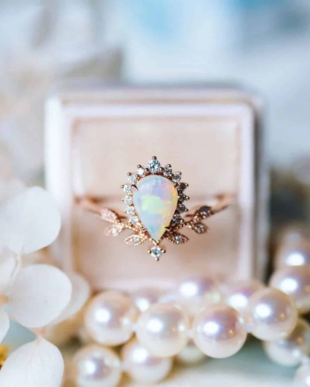 Tender Rose Gold Rings With Opal Gems