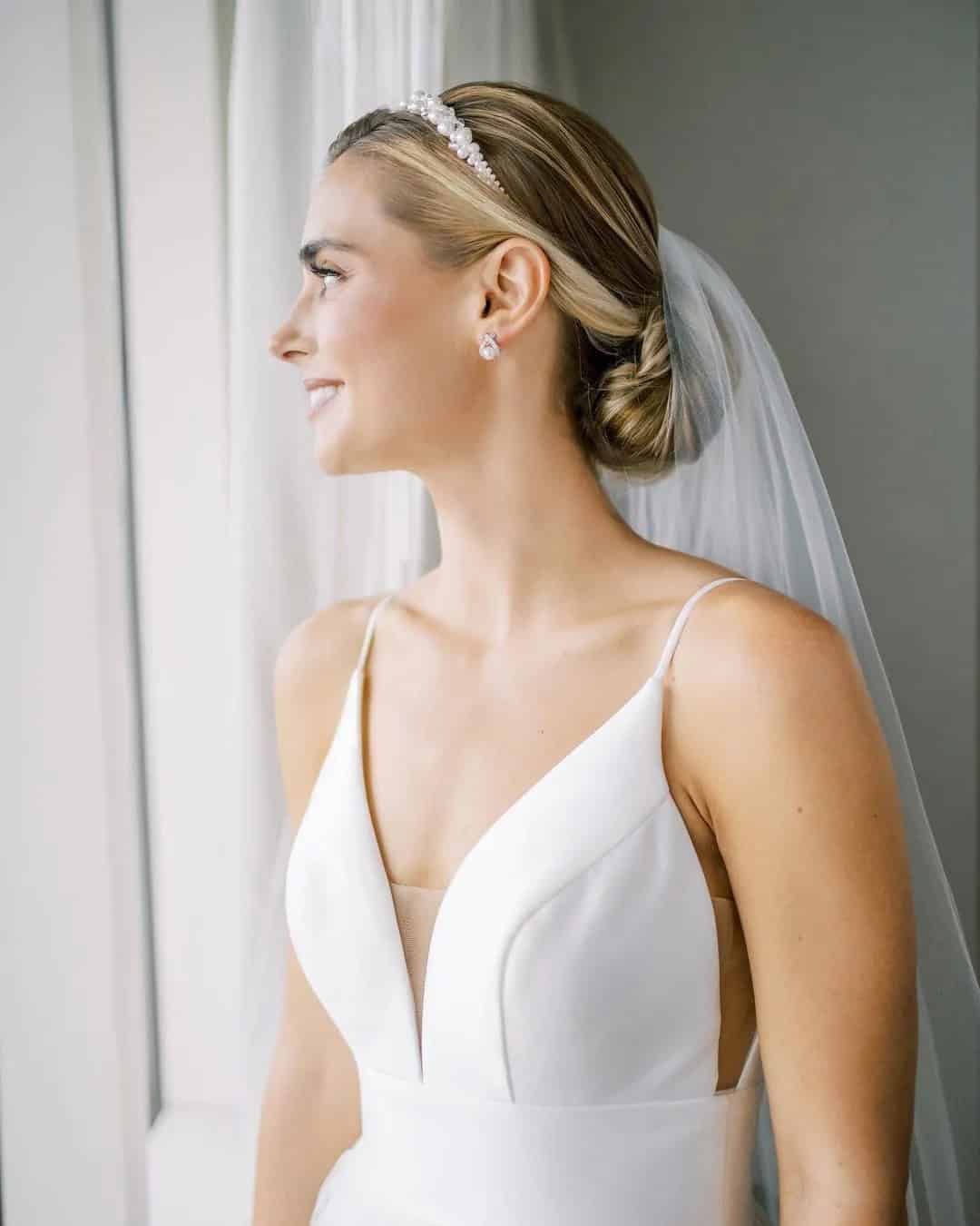 Wedding Hairstyles Bun With Veil