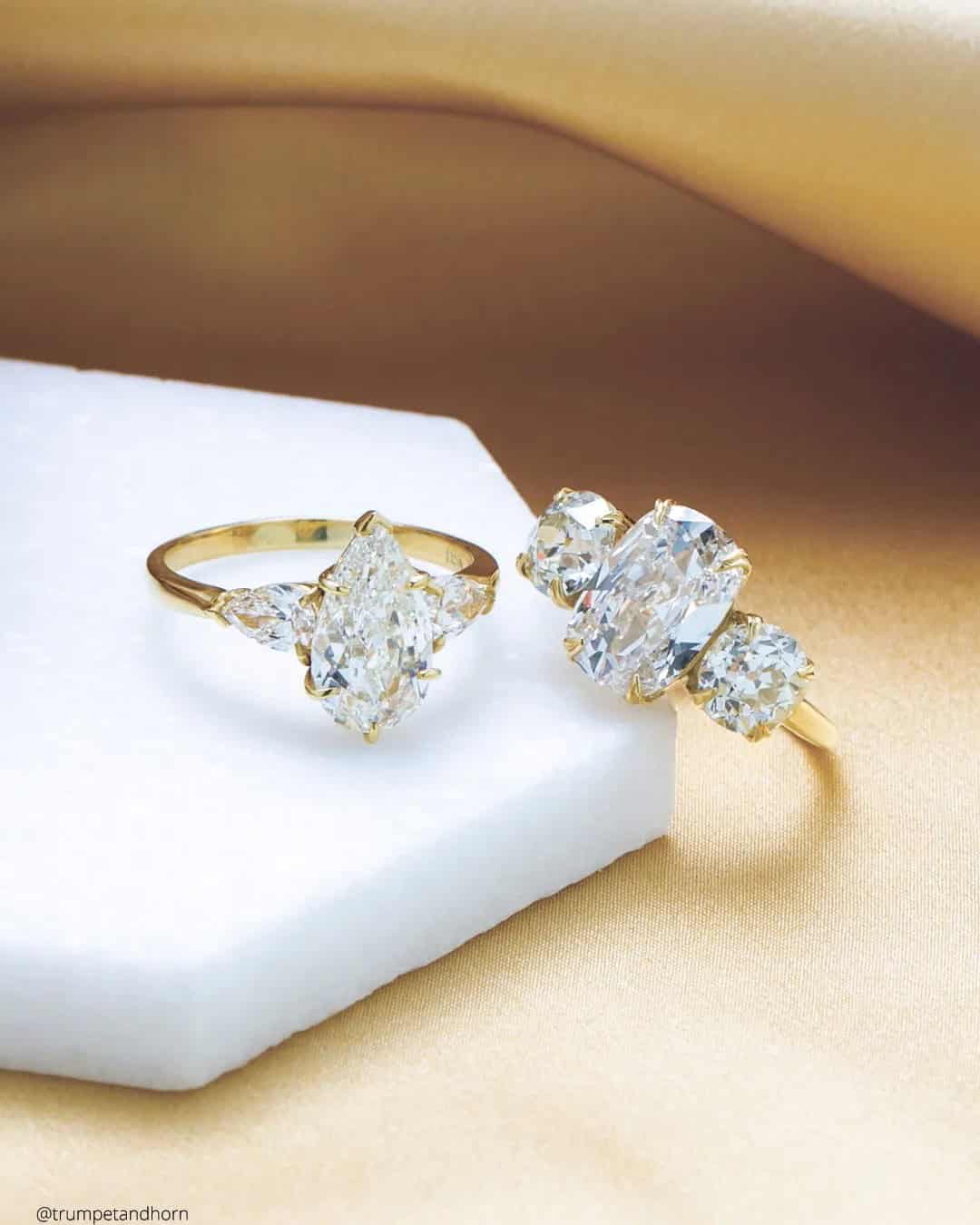 3-Stone Yellow Gold Engagement Rings